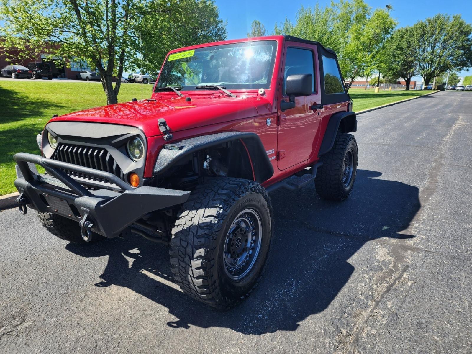 2012 RED /Black Jeep Wrangler Sport 4WD (1C4AJWAG6CL) with an 3.6L V6 DOHC 24V FFV engine, Automatic transmission, located at 1221 Madison St., Shelbyville, TN, 37160, (931) 680-9439, 0.000000, 0.000000 - Photo #0